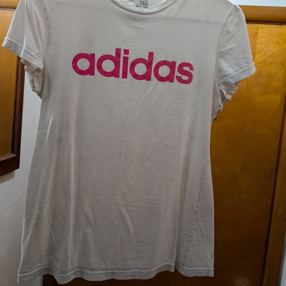 Adidas Women's Medium Short Sleeve White Logo Tee